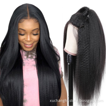 Lace Front Wig Yaki Human Hair Wig Brazilian Kinky Straight Lace Front Wig For Women Pre plucked 13*4